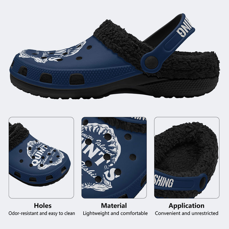 Quint's Shark Fishing Jaws Print - Fur Lined Slippers/Sandals