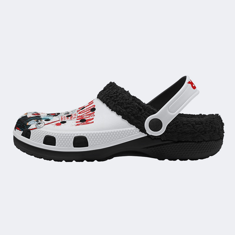 Unisex Horror Terrifier Print - Fur Lined Slippers/Sandals