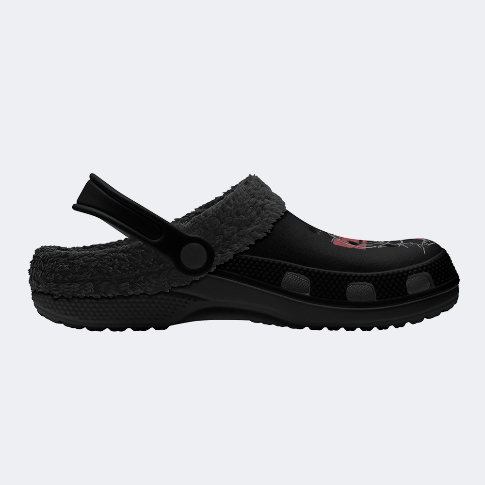 Heart Print - Fur Lined Slippers/Sandals