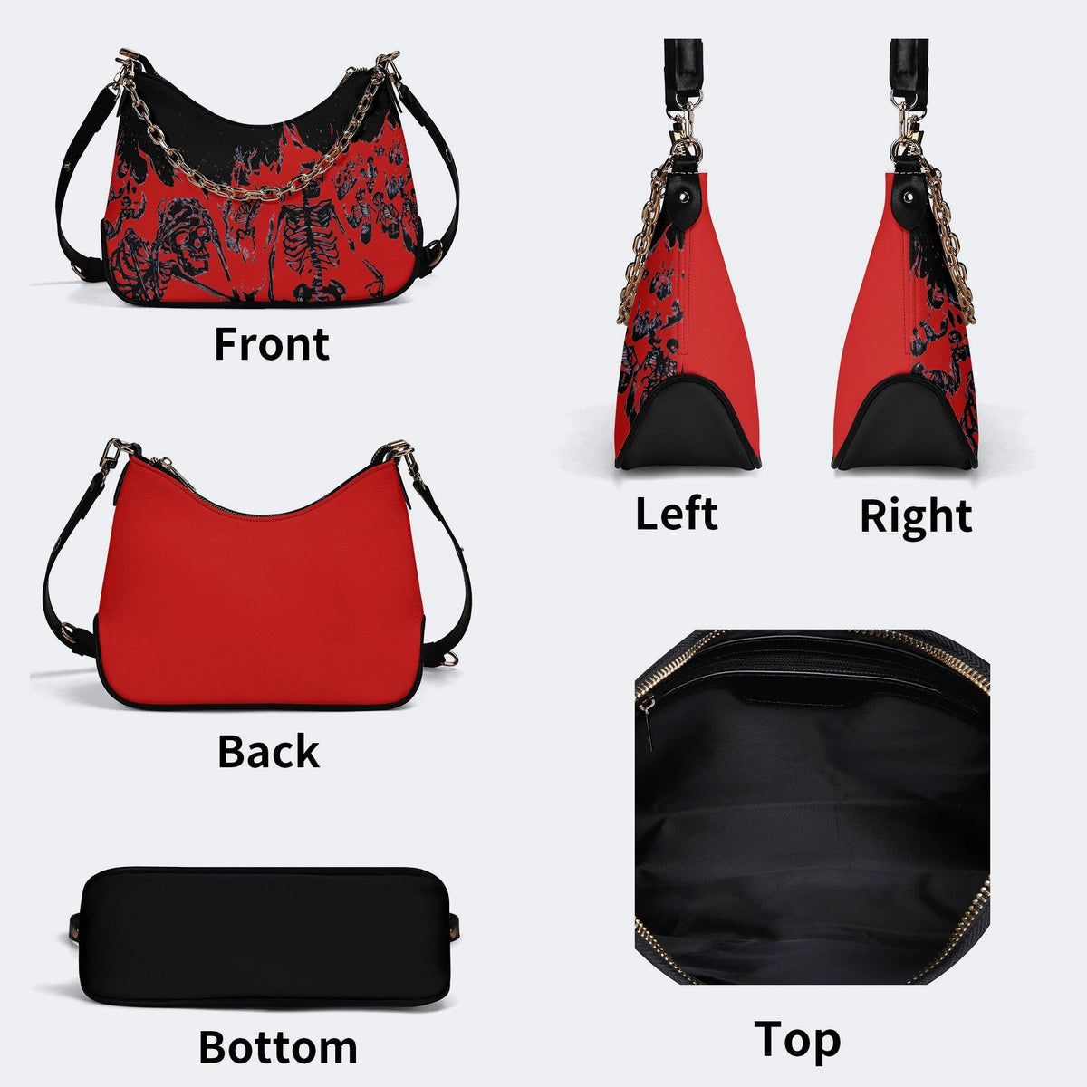 Horror Skull Print - Leather Crossbody Bag
