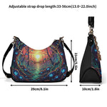 The Tunnel Forest With Eyes - Leather Crossbody Bag