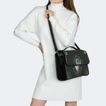 Irish Harp & Shamrocks Print - Leather Satchel Bag