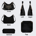 Retro Print Dark Death Moth - Leather Crossbody Bag
