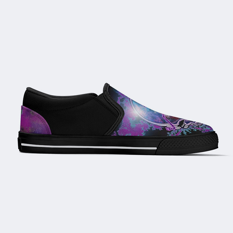 Rock Skull Print - Slip On Shoes