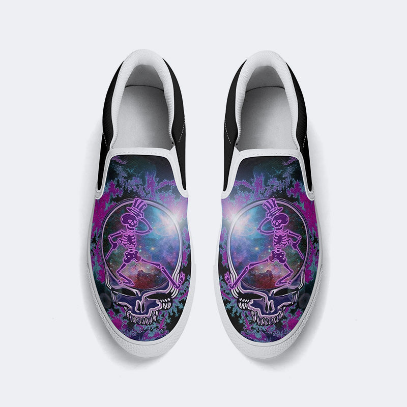 Rock Skull Print - Slip On Shoes