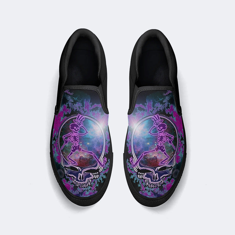 Rock Skull Print - Slip On Shoes