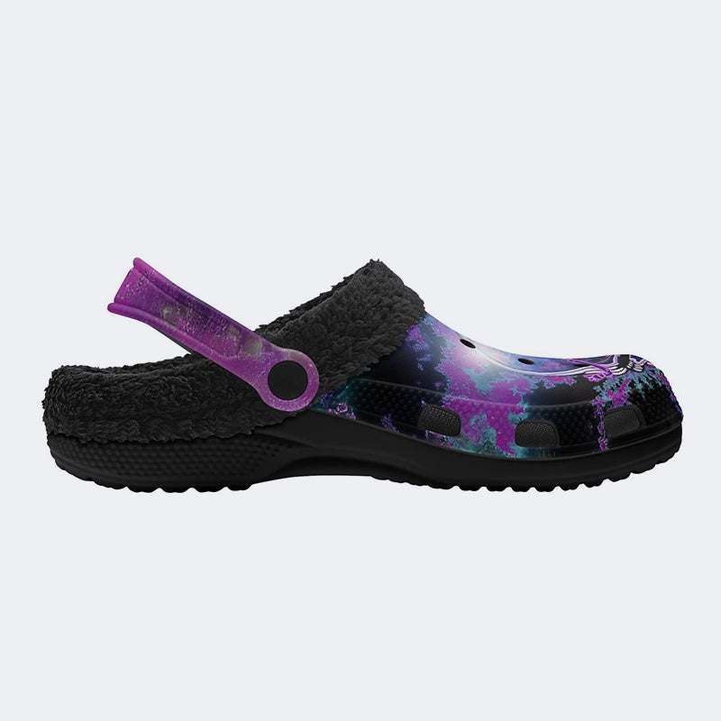 Rock Skull Print - Fur Lined Slippers/Sandals