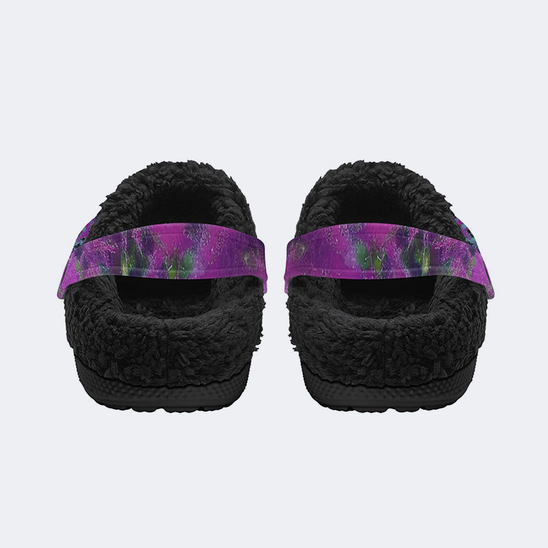 Rock Skull Print - Fur Lined Slippers/Sandals