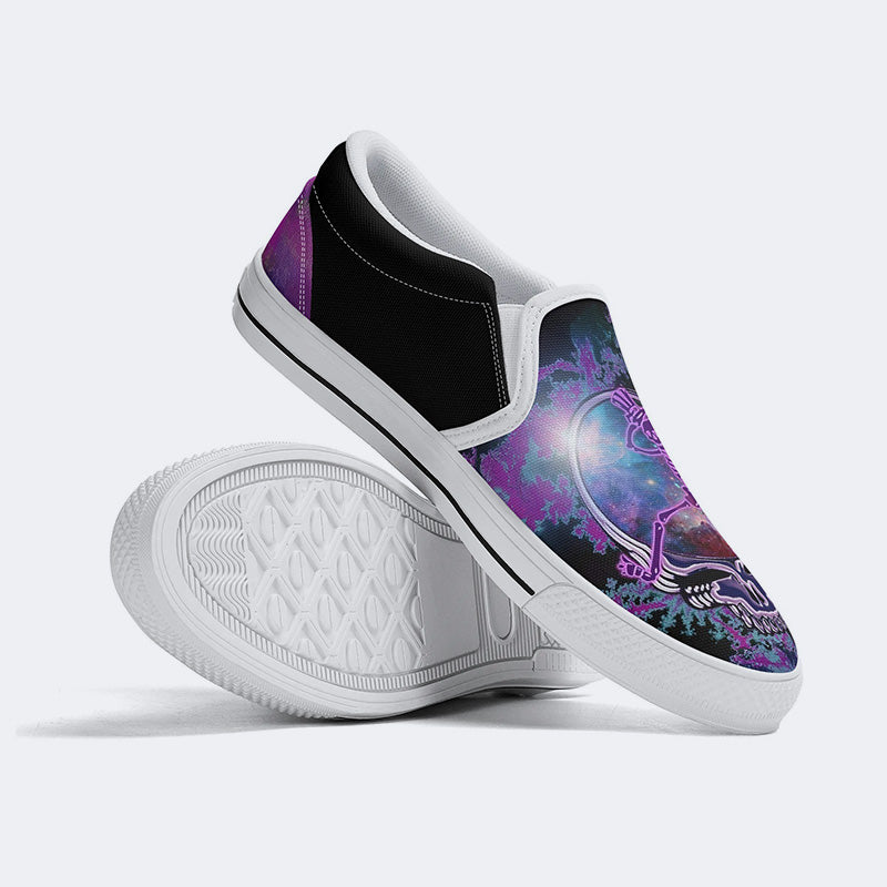 Rock Skull Print - Slip On Shoes