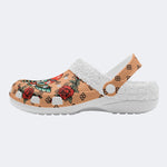 Vintage Rose Death Moth - Fur Lined Slippers/Sandals