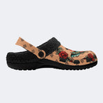 Vintage Rose Death Moth - Fur Lined Slippers/Sandals