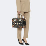 Starry Sky Over Flowers - Leather Handbag