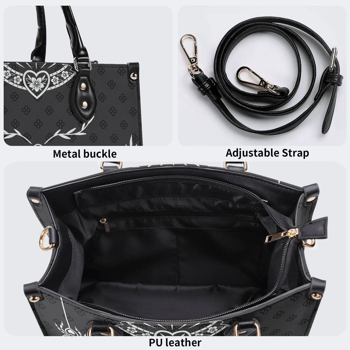 Classic Death Moth Vintage Print - Leather Handbag
