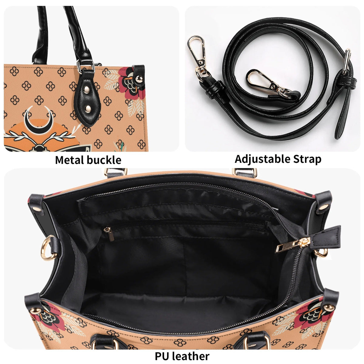 Vintage Death Moth Print - Leather Handbag