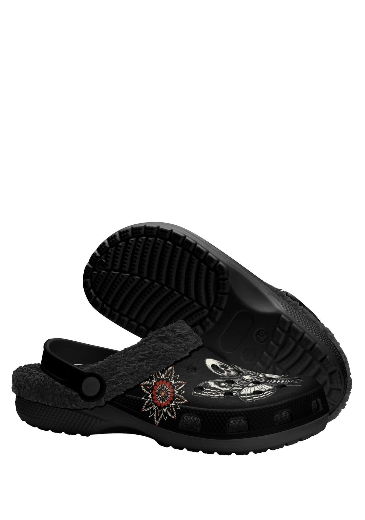 Requiem Moth Skull Fuzzy Slippers