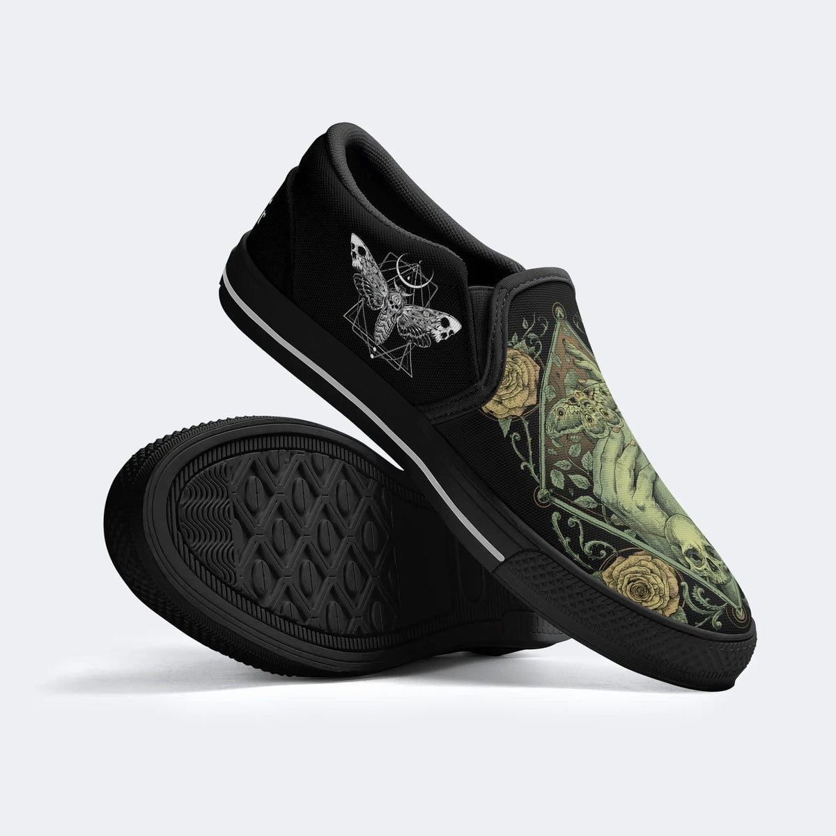 Death Moth&Skeleton - Slip On Shoes