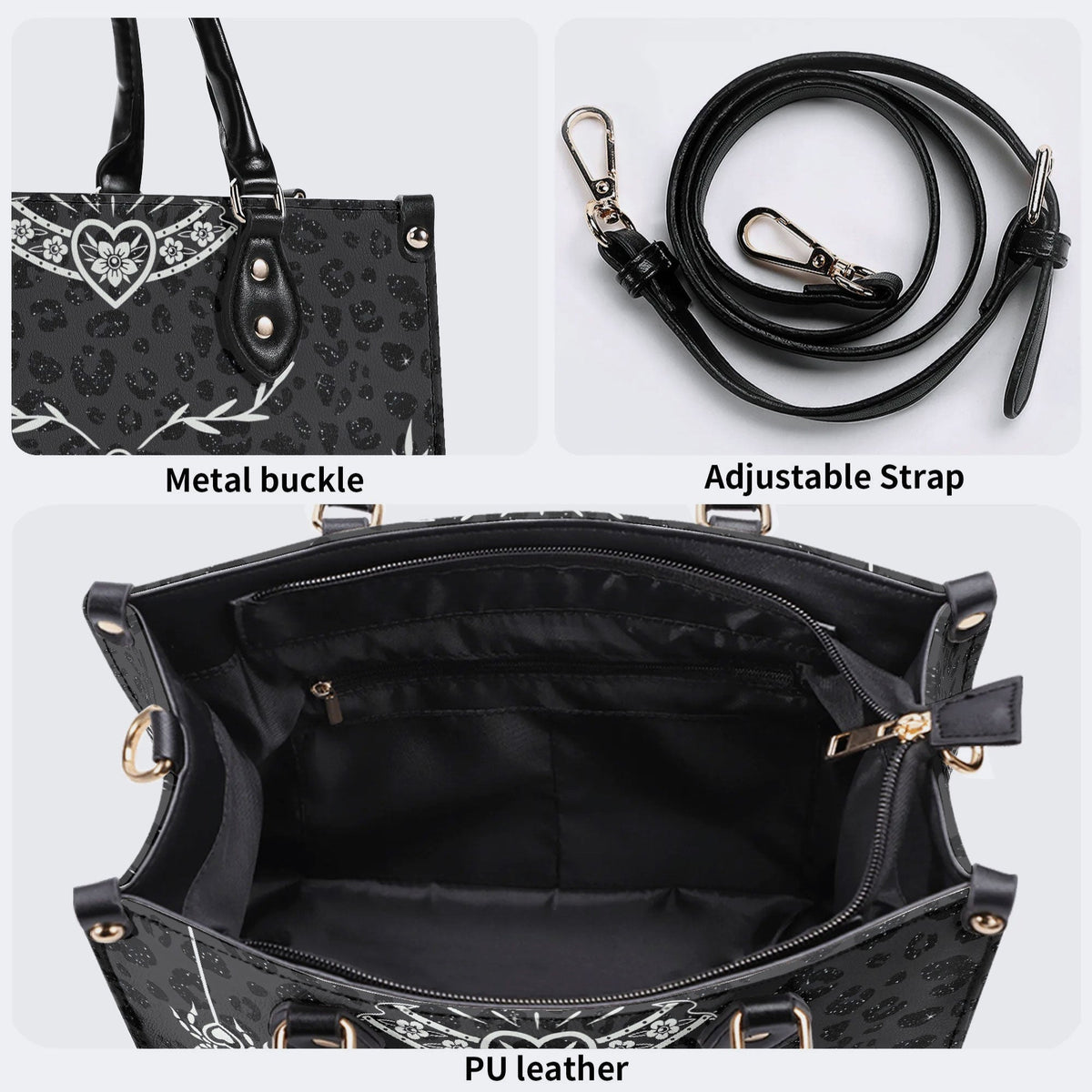 Classic Death Moth Vintage Print - Leather Handbag