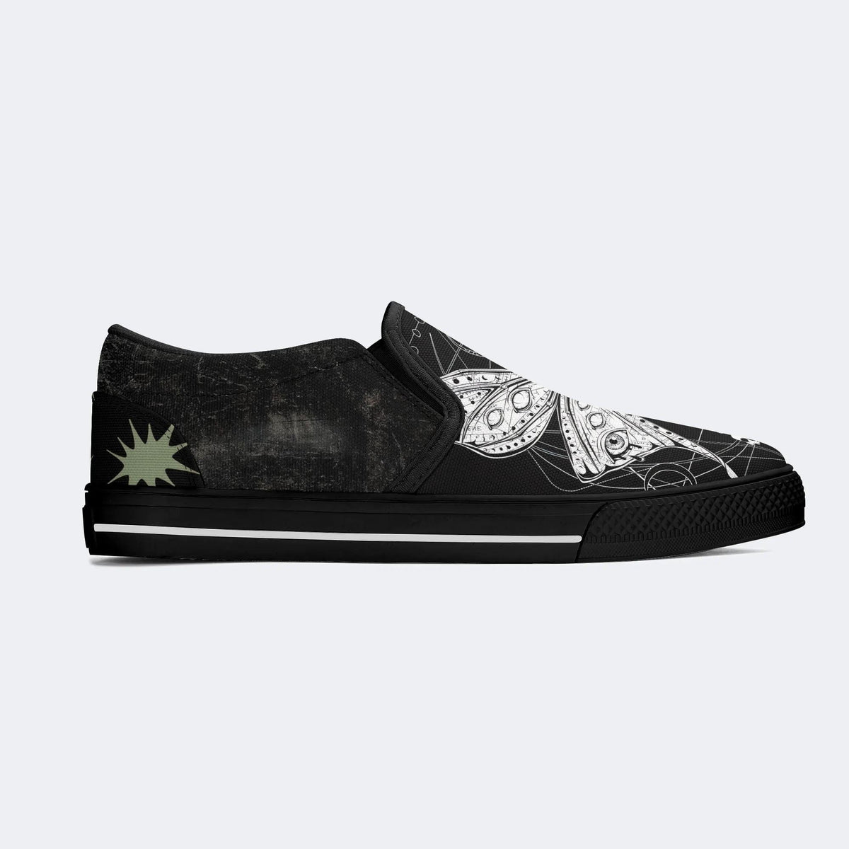 Unisex Death Moth Print - Slip On Shoes