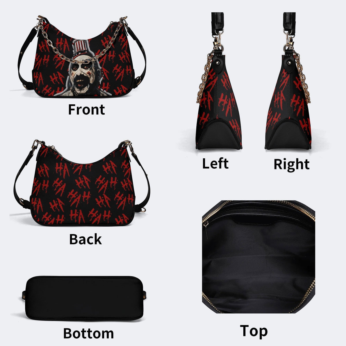 Unisex Horror Print - Leather Crossbody Bag