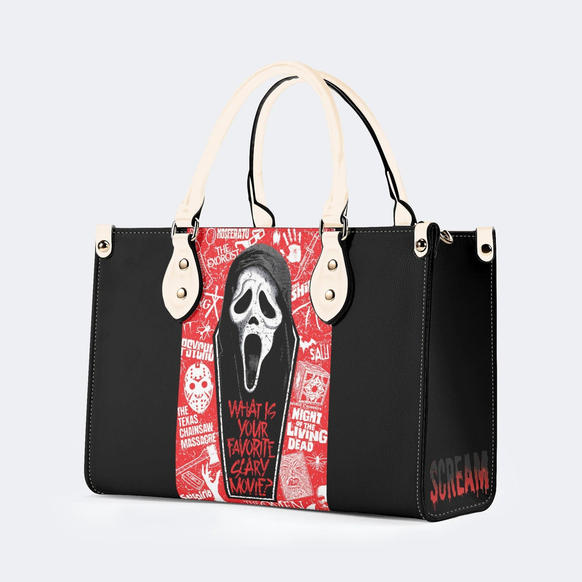 Horror Ghostface Print - Leather Handbag