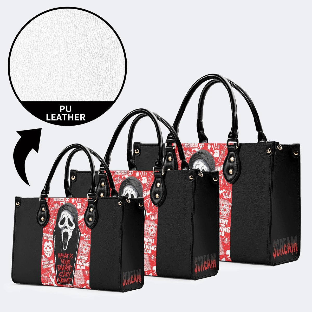 Horror Ghostface Print - Leather Handbag