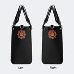 Vintage Black Panther With Flowers - Leather Handbag