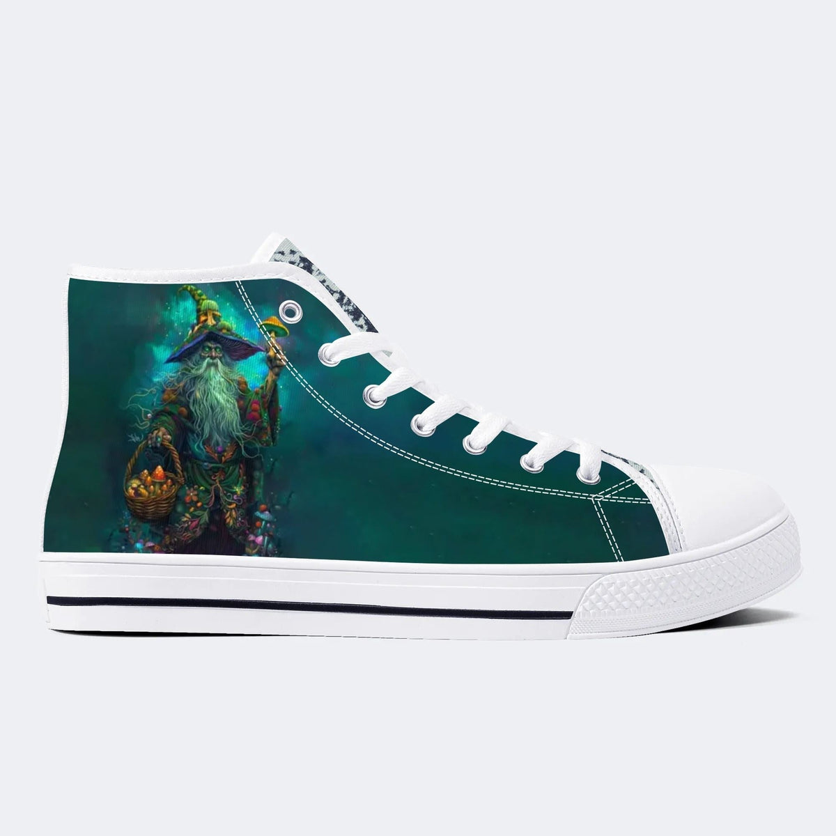 Unisex Fantasy Mushroom World Art Illustration Print - High Top Canvas
