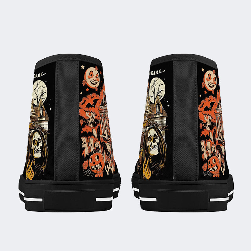 Unisex Hallwoeen Horror Print - High Top Canvas