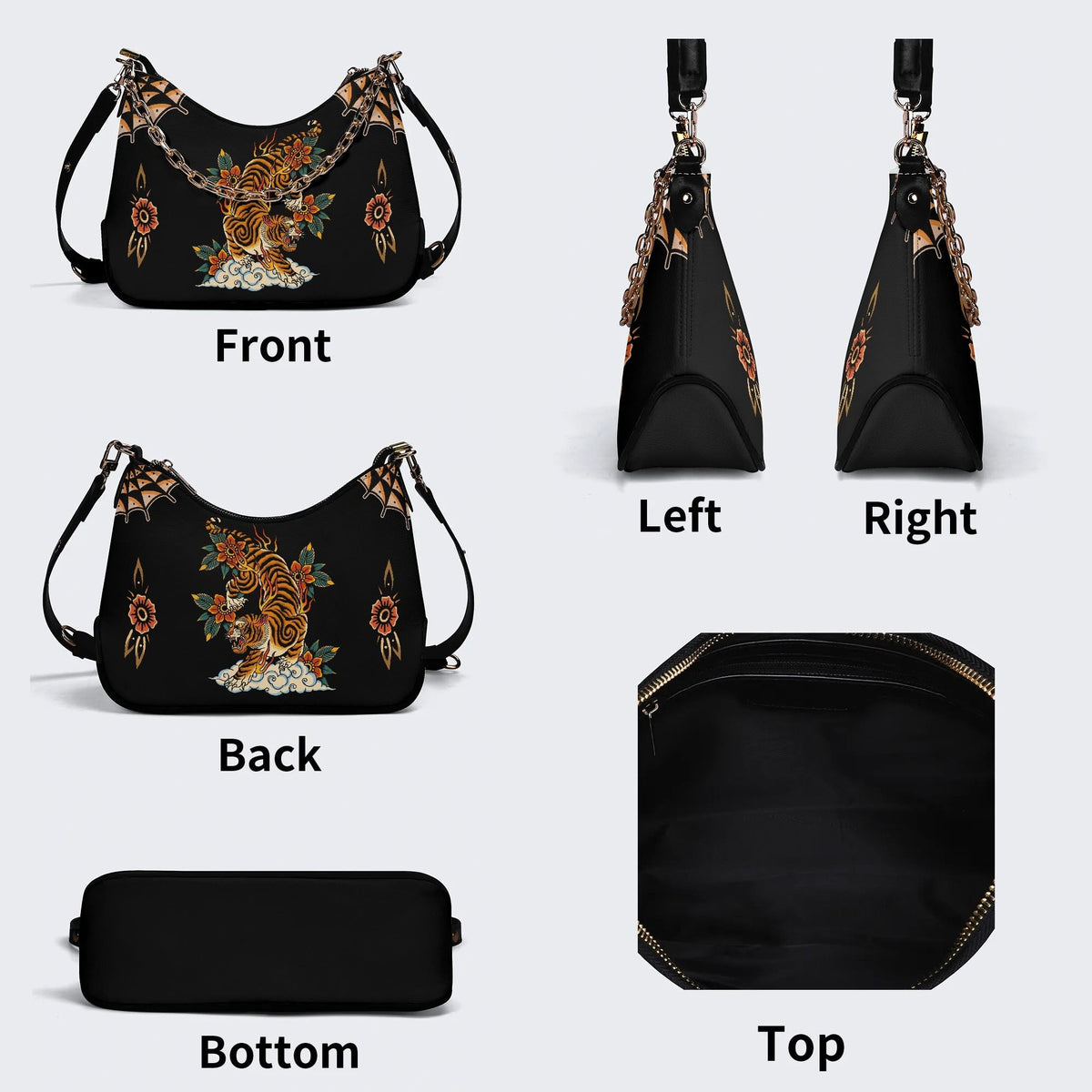 Tiger And White Cloud Print - Leather Crossbody Bag