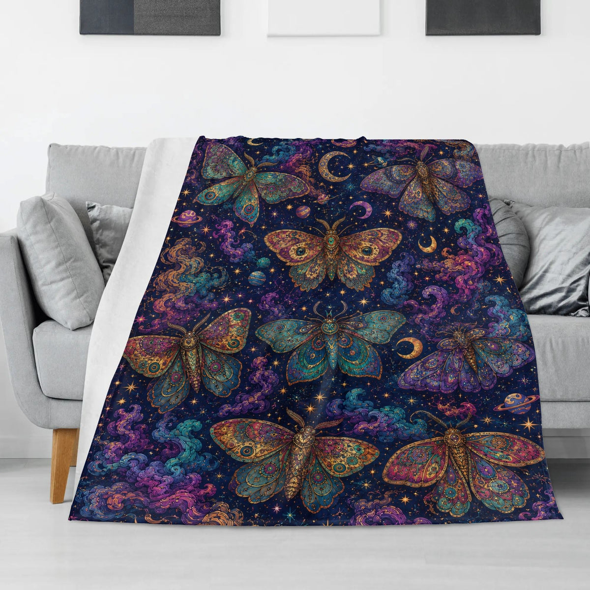Psychedelic Moth Print Blanket