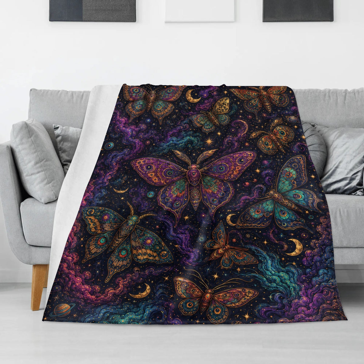 Psychedelic Moth Print Blanket
