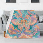Colorful Psychedelic Moth Print Blanket