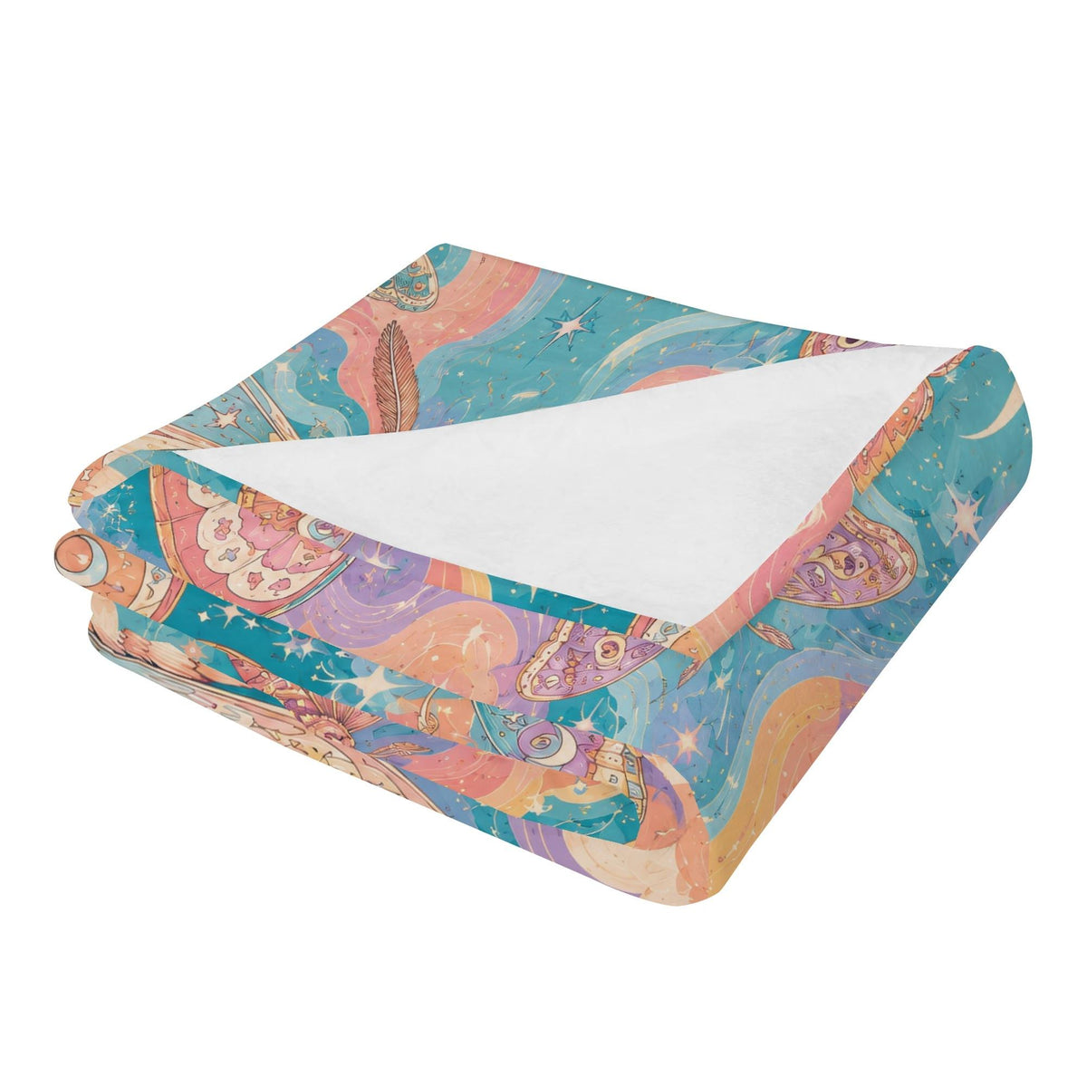 Colorful Psychedelic Moth Print Blanket
