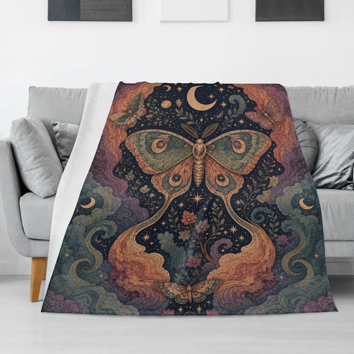 Cosmic Moth Print Blanket
