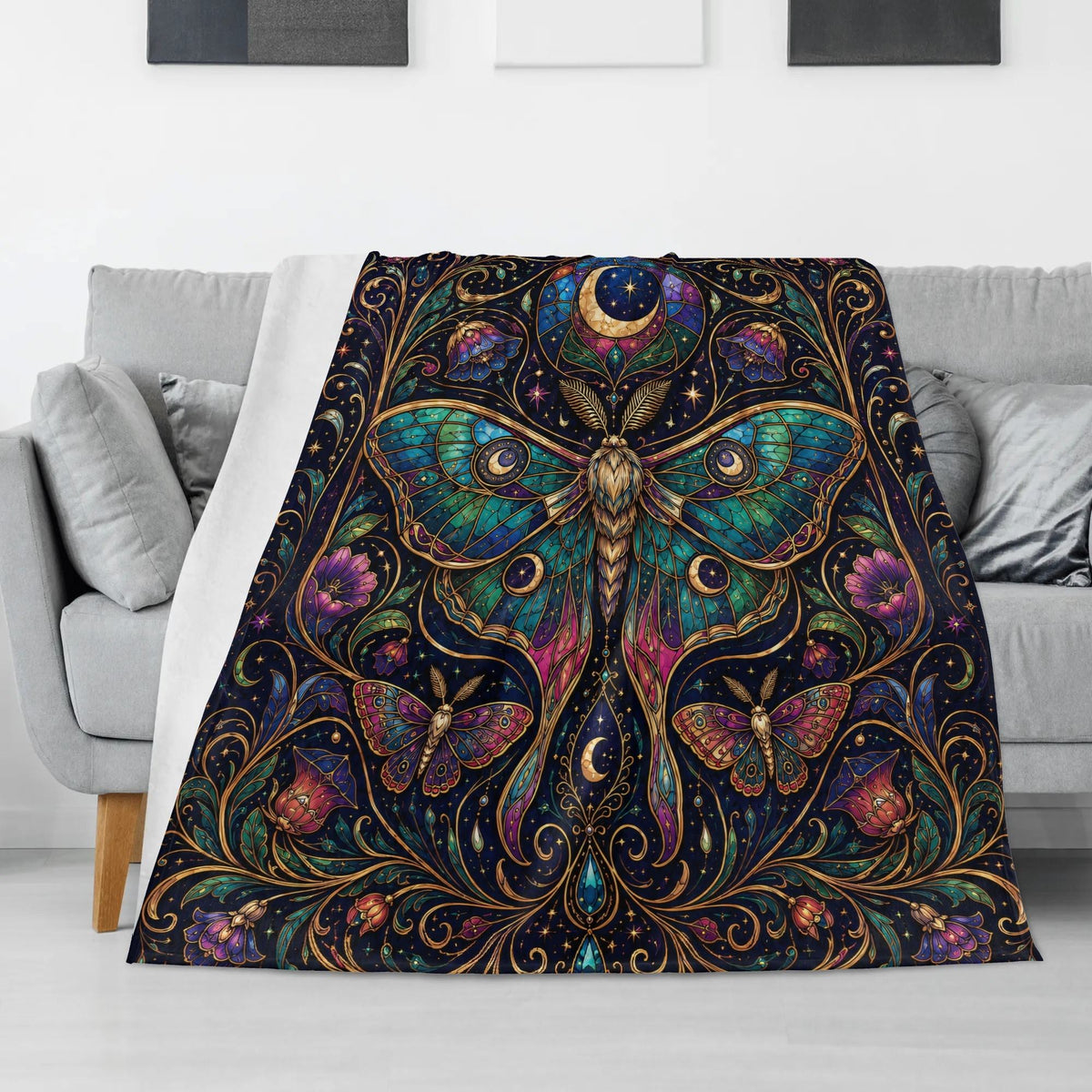 Mystical Elegant Moth Print Blanket