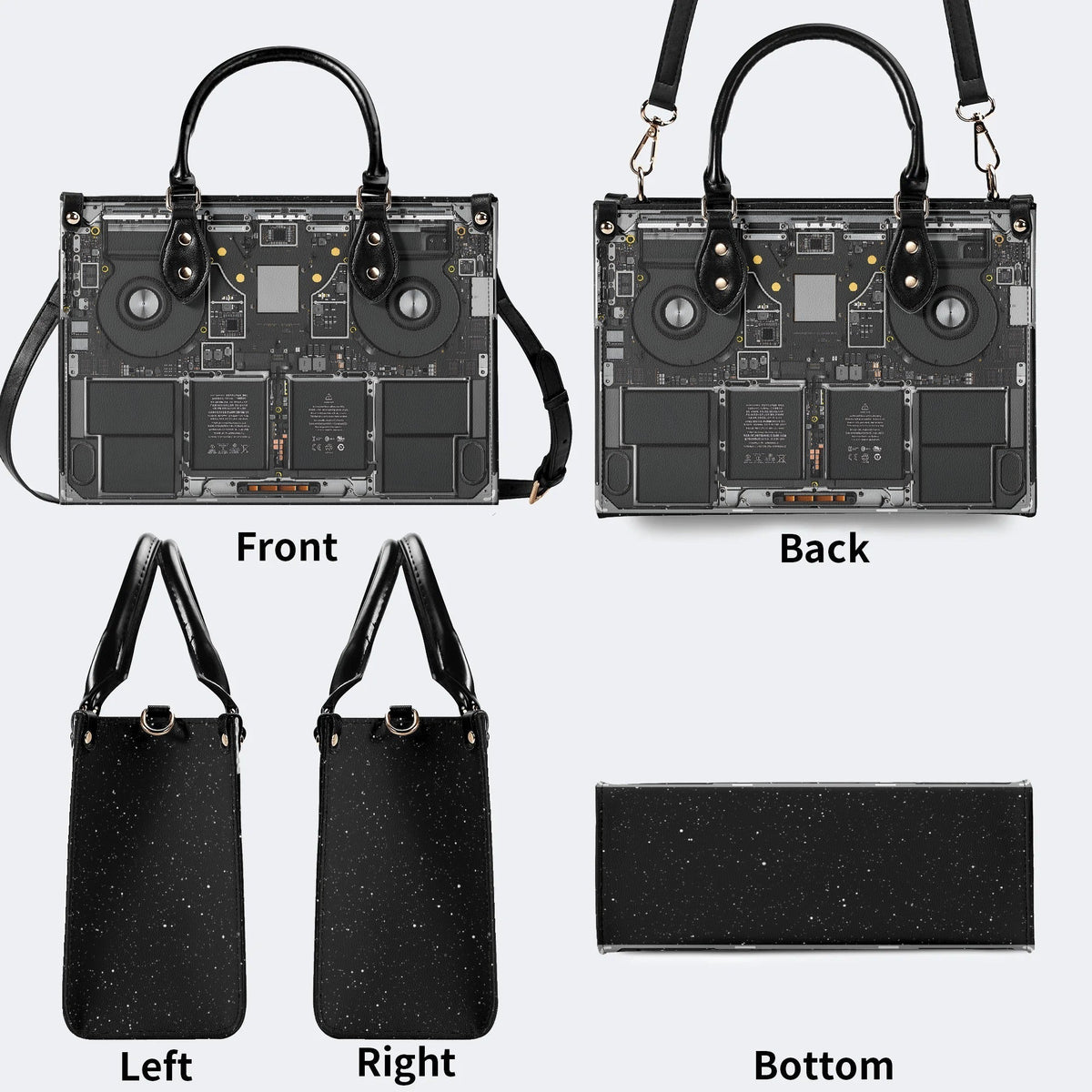 Mechanical Panel Print - Leather Handbag