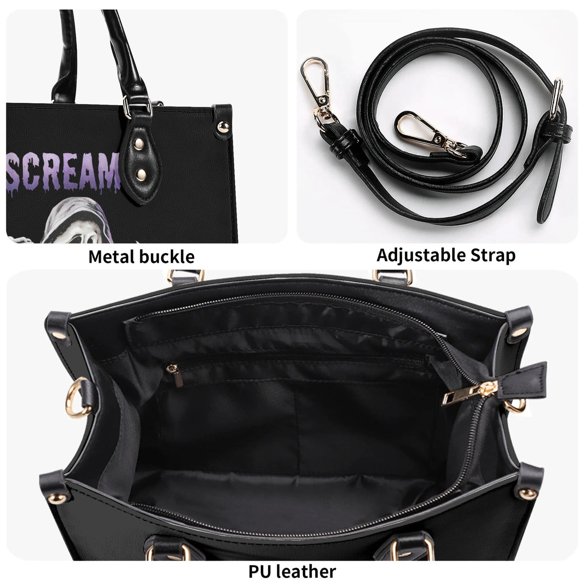Horror Ghostface Print - Leather Handbag