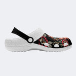 Skull Biker Print - Fur Lined Slippers/Sandals