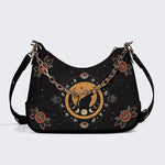Vintage Cat And Moon Print - Leather Crossbody Bag