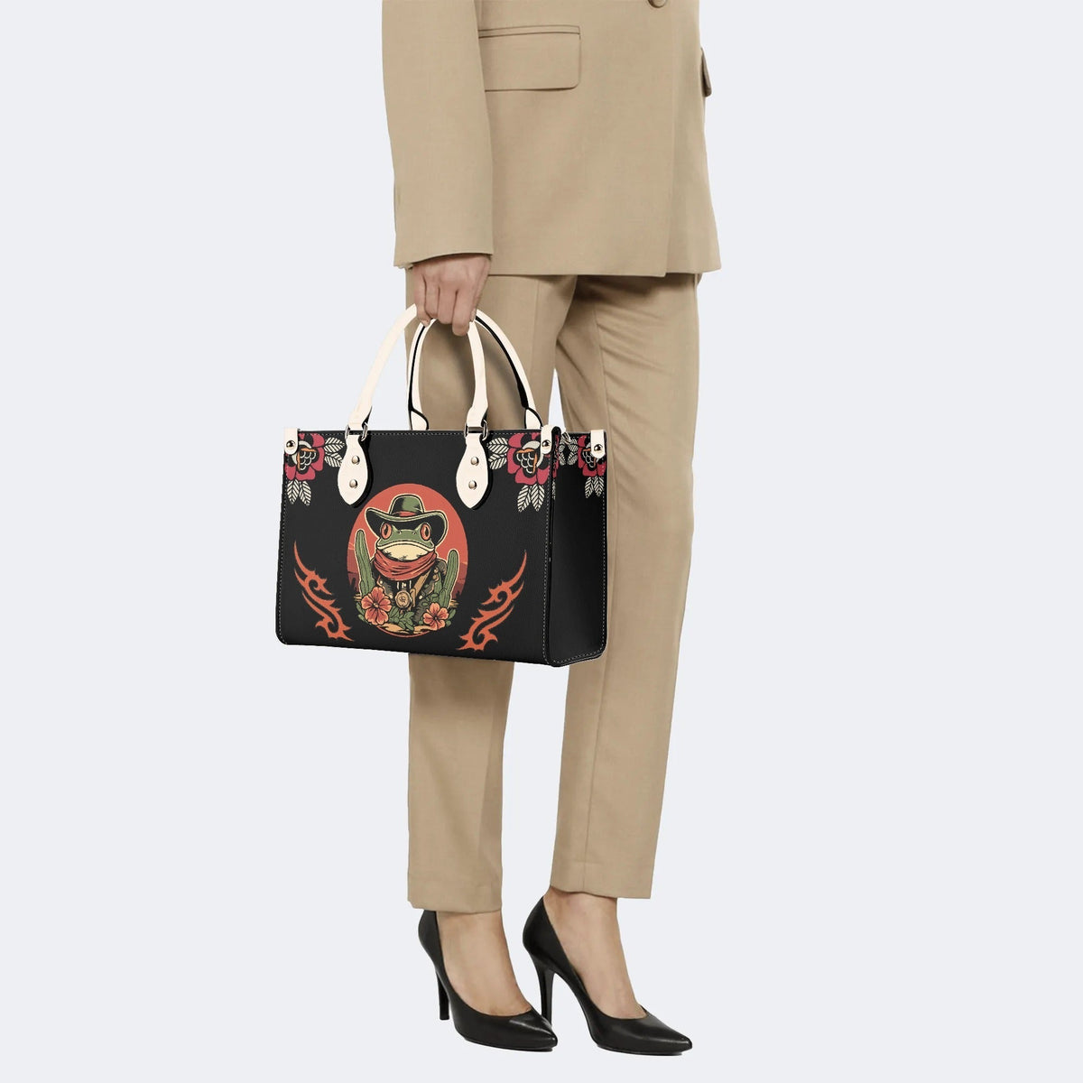 Cowboy Frog Print - Leather Handbag