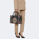 Death Moth Vintage Print - Leather Handbag