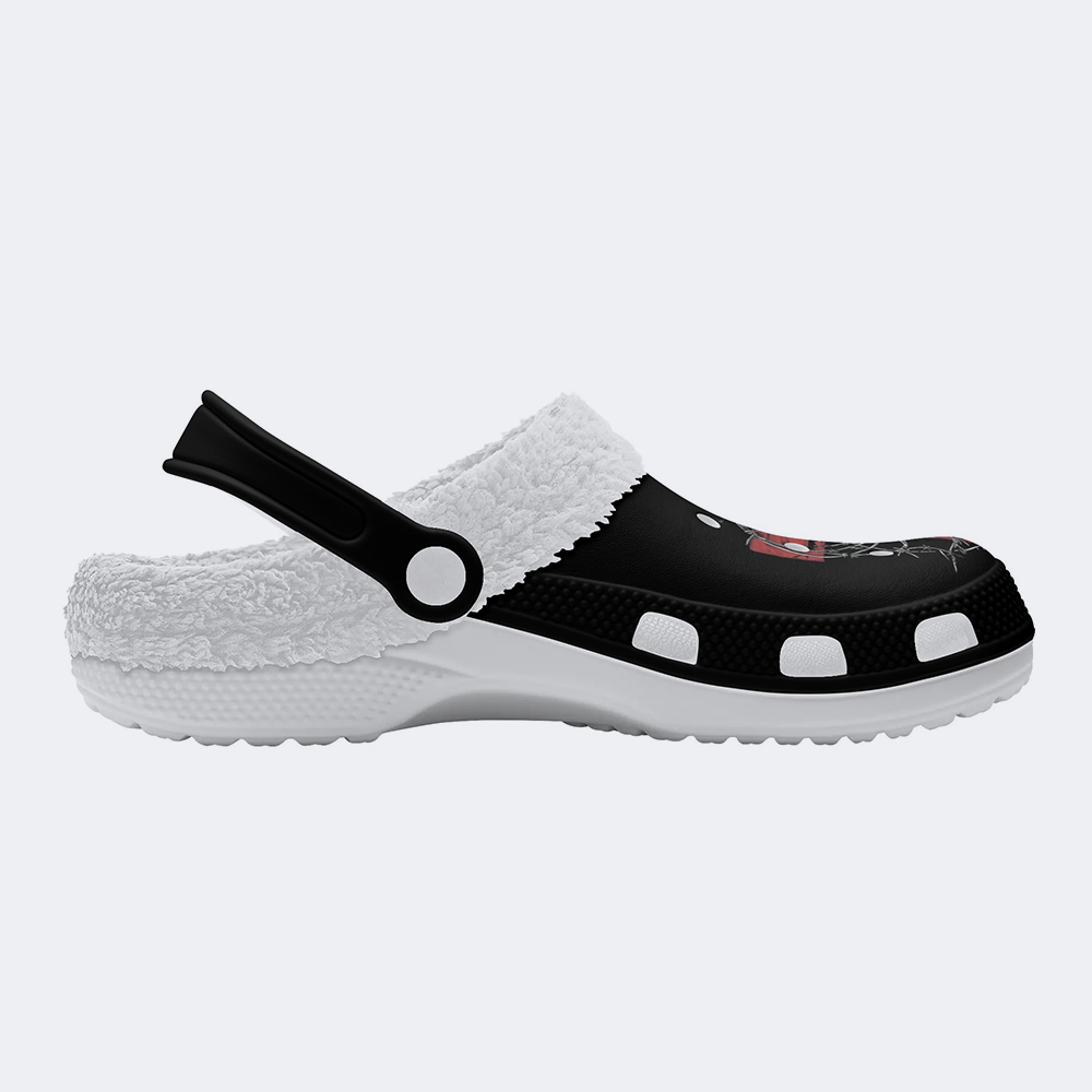 Heart Print - Fur Lined Slippers/Sandals