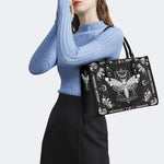 Death Moth & Mushrooms Print - Leather Handbag