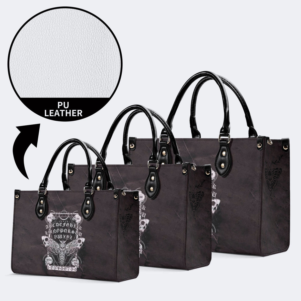 Vintage Death Moth Print - Leather Handbag