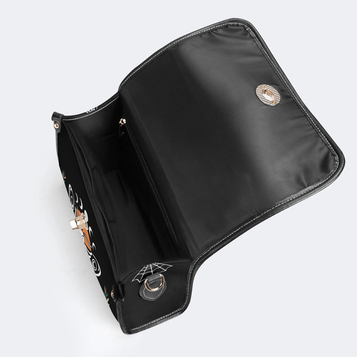 Skull And Moth Print - Leather Satchel Bag
