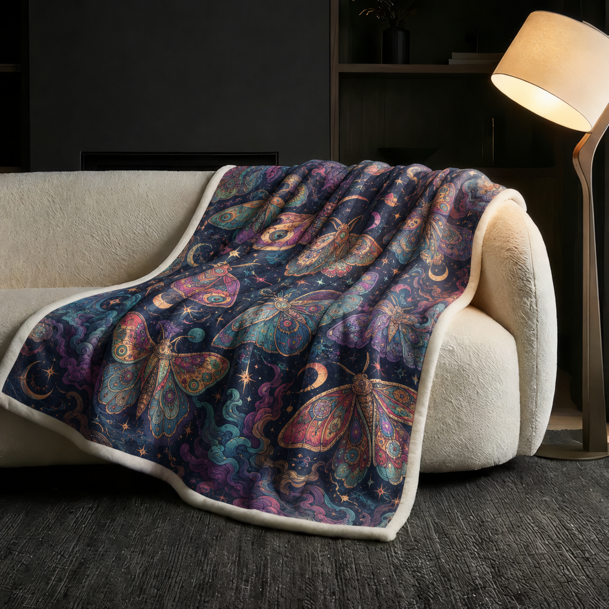 Psychedelic Moth Print Blanket