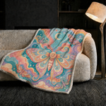 Colorful Psychedelic Moth Print Blanket