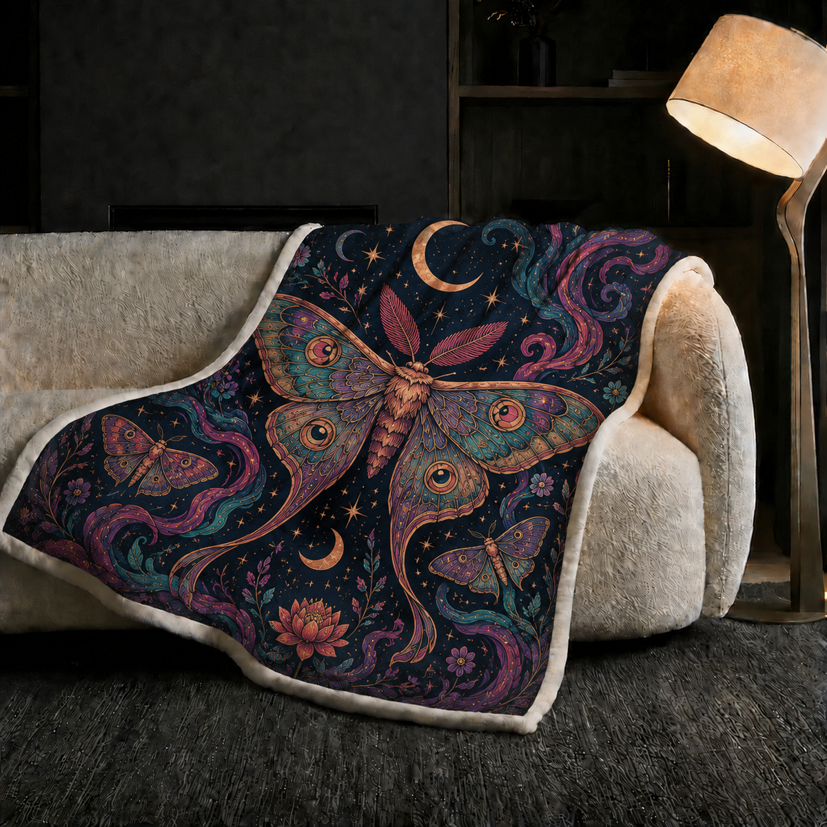 Mystical Moth Print Blanket