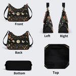 Starry Sky Over Flowers - Leather Crossbody Bag