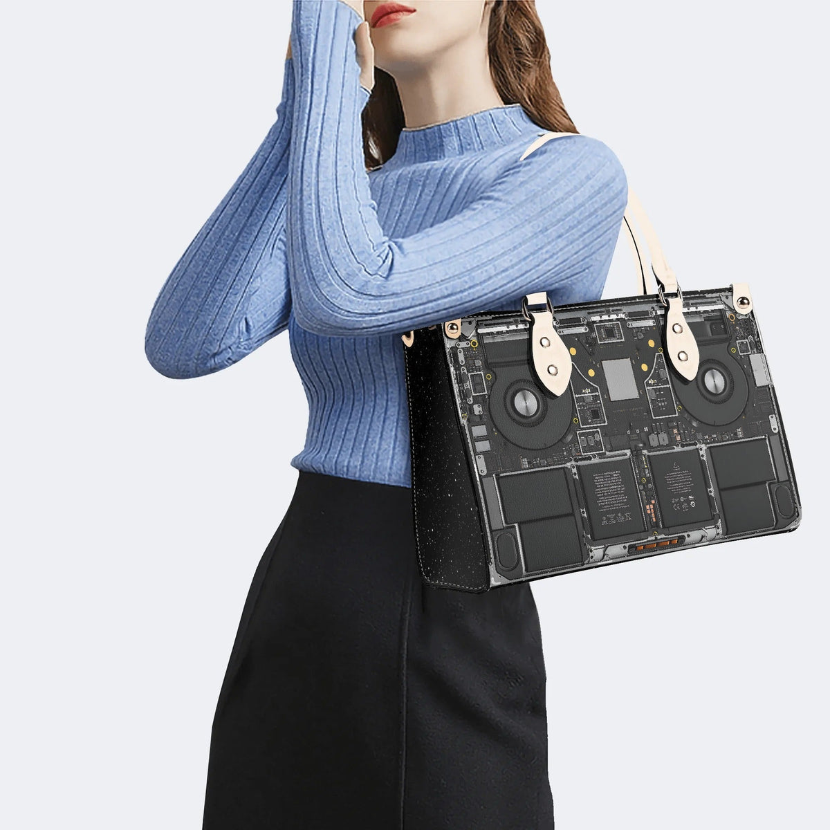 Mechanical Panel Print - Leather Handbag